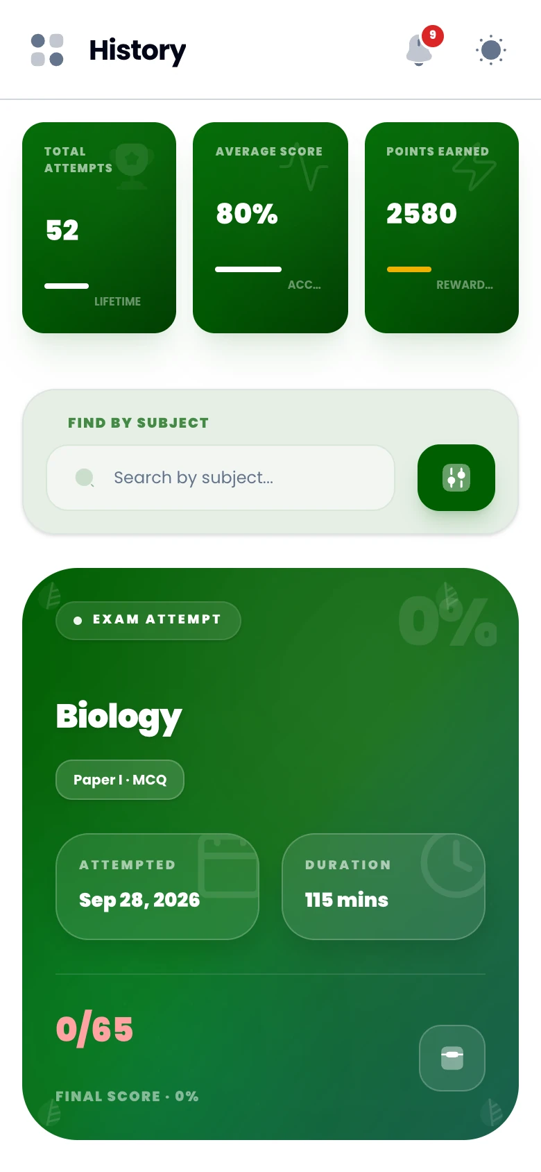ExBoard AI History mobile view