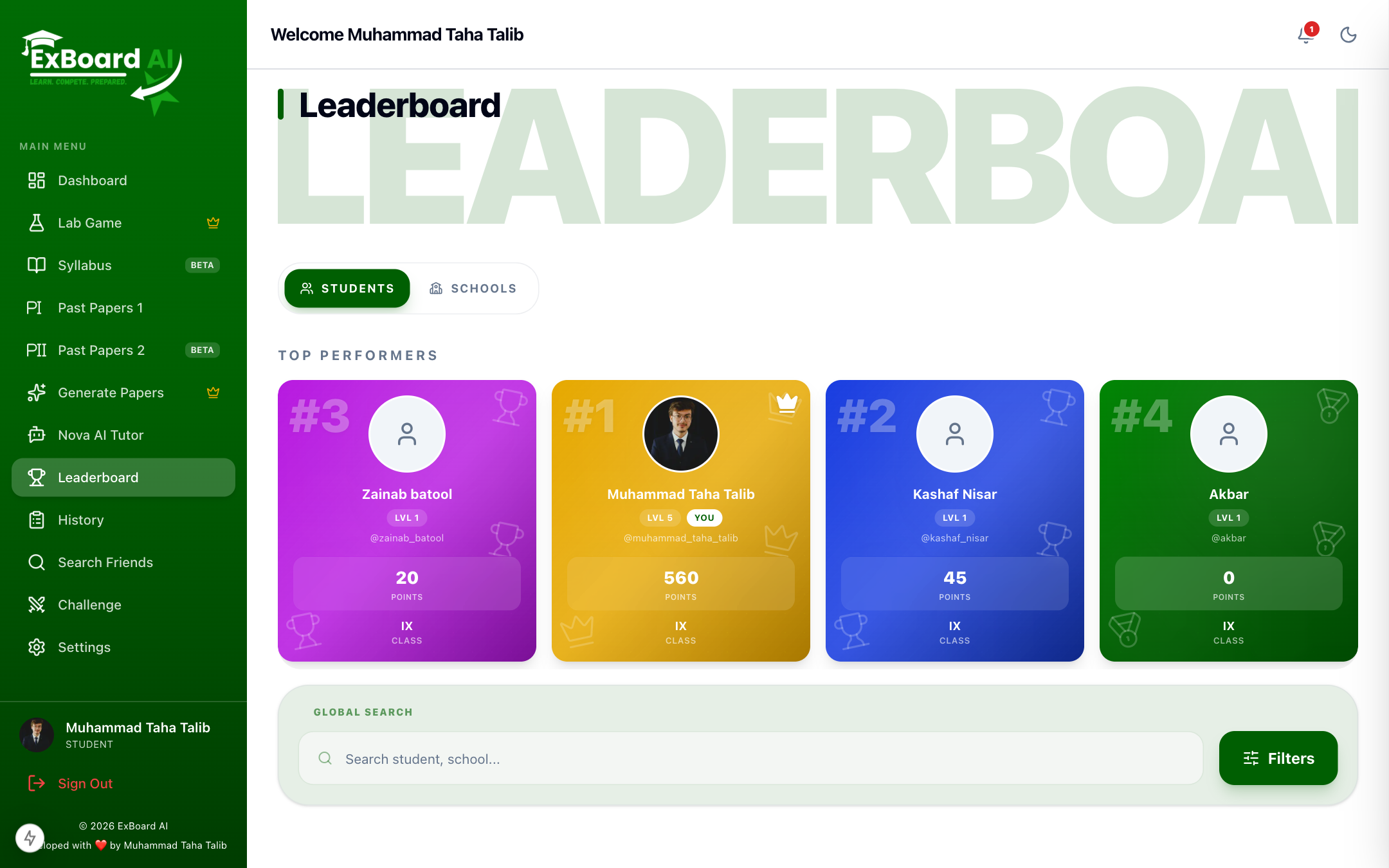 ExBoard AI Leaderboard